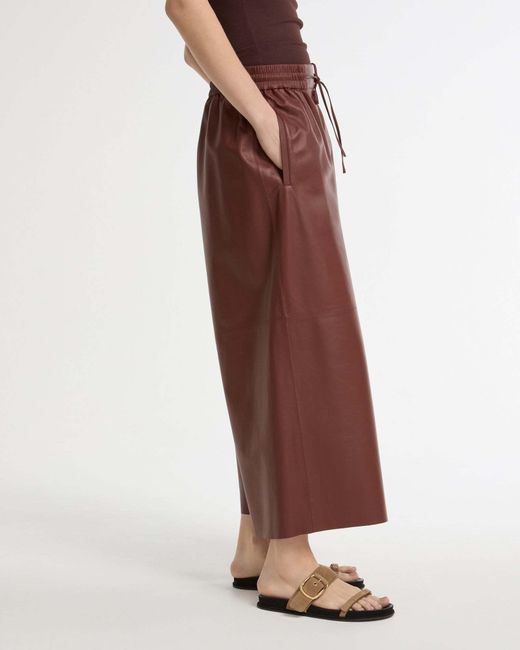 Yves Salomon Purple Drawstring Leather Trousers