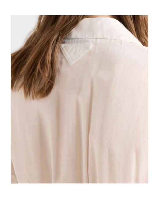 Prada White Garment-Dyed Washed Silk Shirt
