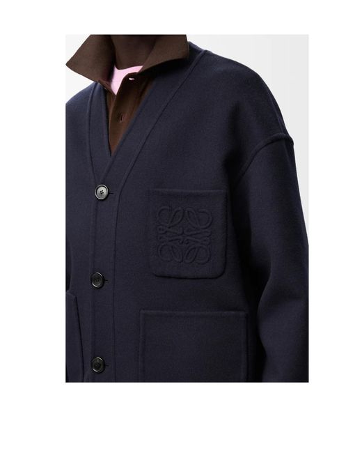Loewe Blue V-Neck Knitted Cardigan for men