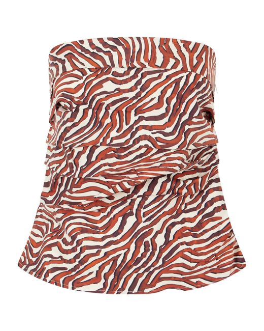 Proenza Schouler Red Printed Cotton-Blend Poplin Top