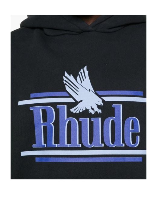 Rhude Black Logo-Print Pouch-Pocket Hoodie for men