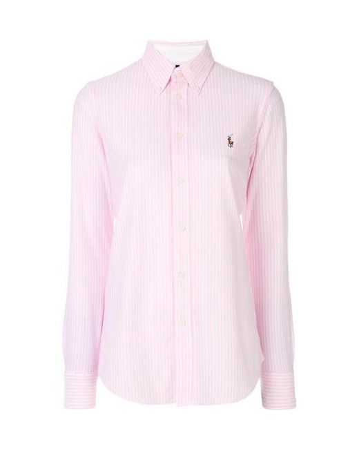 Polo Ralph Lauren Pink Long-Sleeved Pinstriped Shirt