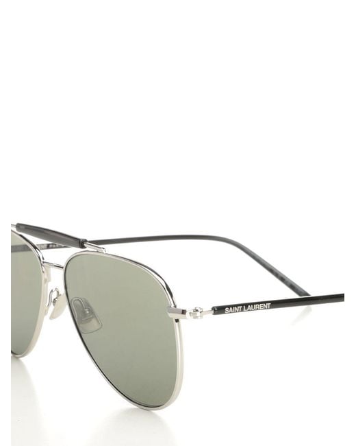 Saint Laurent Metallic Eyewear Pilot Frame Sunglasses for men