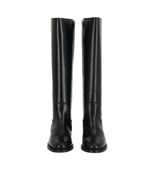 Via Roma 15 Black Round-Toe Tall Boots