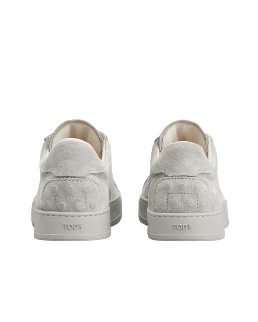 Tod's Gray Perforated Heel Low-Top Sneakers