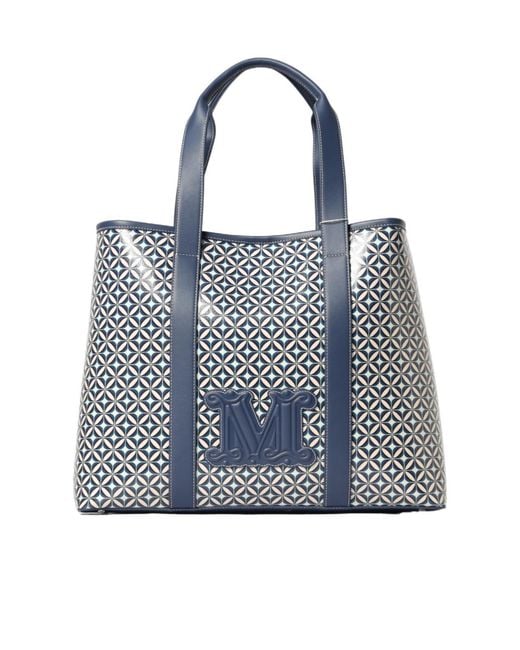 Max Mara Blue Farneto Monogram Tote Bag