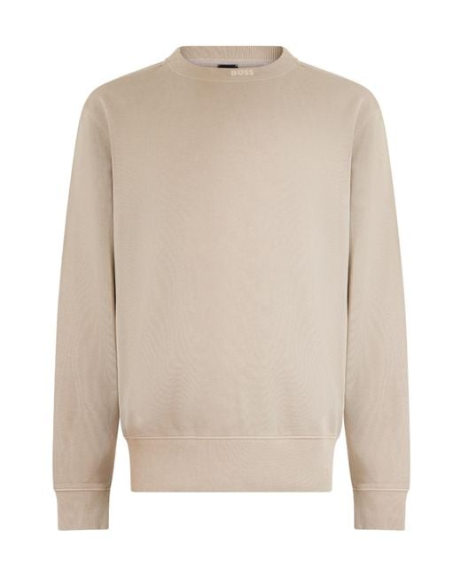 Boss White Crew-Neck Sweatshirt for men