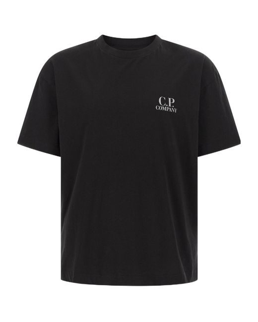 C P Company Black Logo Crew Neck T-Shirt for men