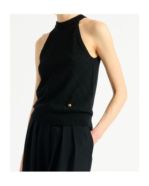 Balmain Black Virgin Wool Quilted Effect Top