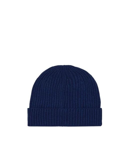 Brunello Cucinelli Blue Ribbed Knit Hat for men