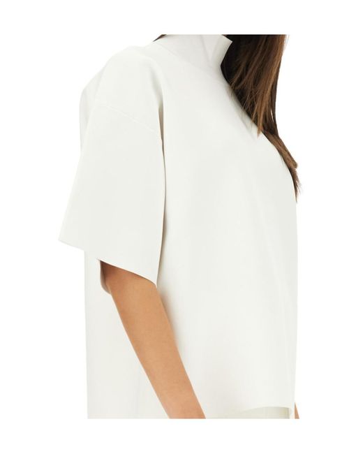 Theory White High Neck Straight Hem Top