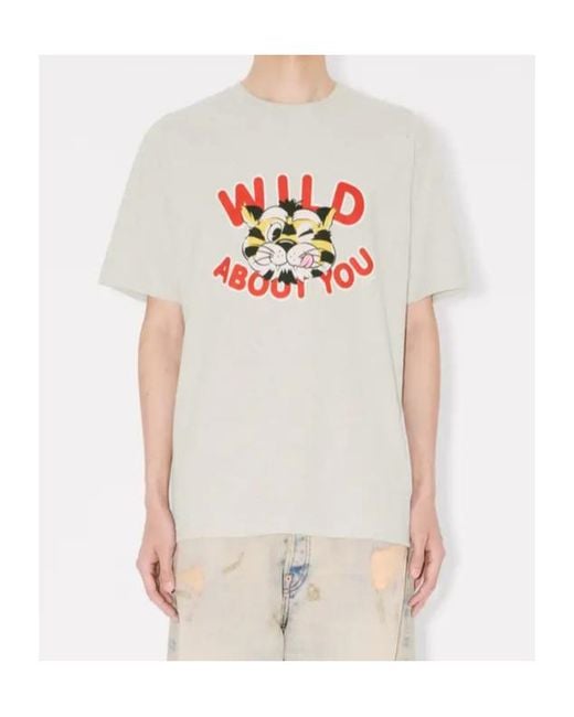 KENZO White Short Sleeve Crewneck T-Shirt for men