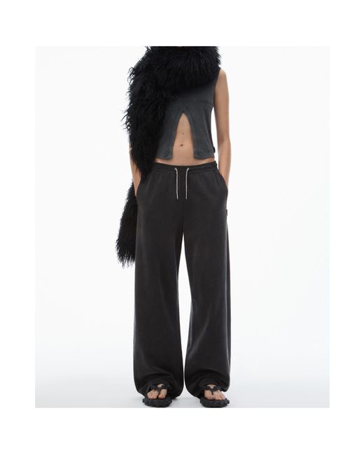 Alexander Wang Black Rhinestone Drawcord Track Pants