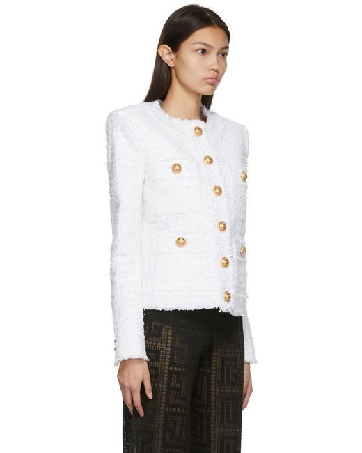 Balmain White Tweed Jacket