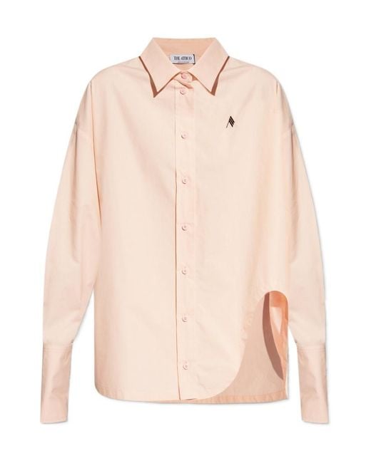 The Attico Natural The Logo Embroidered Buttoned Shirt
