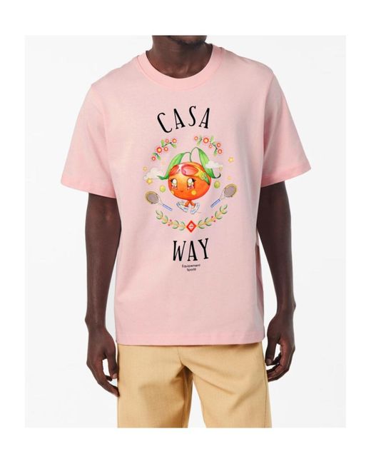 Casablanca Pink Logo Crew Neck T-Shirt for men