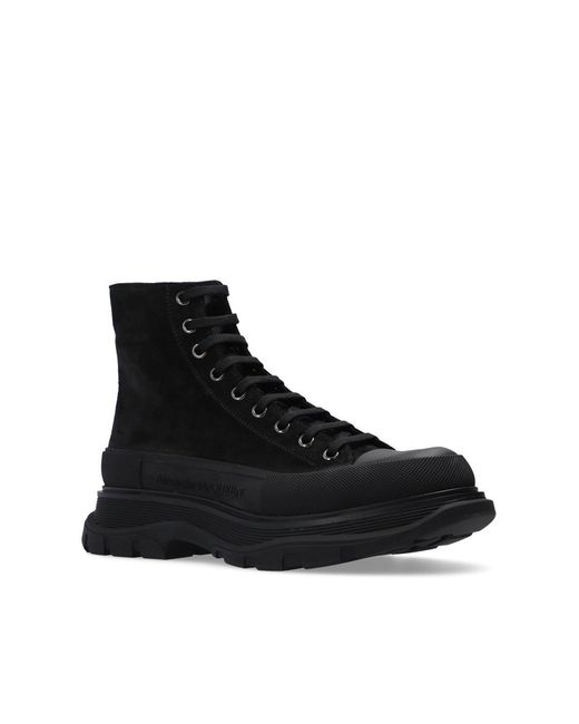 McQueen Black Tread Slick Boots for men