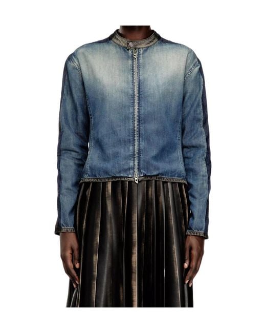 DIESEL Blue Snap-Button Collar Two-Way Zip Closure