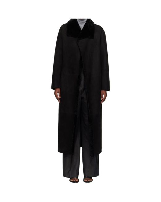 Nour Hammour Black Birthday Merinos Shearling Coat