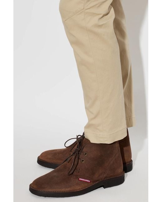 DSquared² Brown Round-Toe Ankle Boots for men