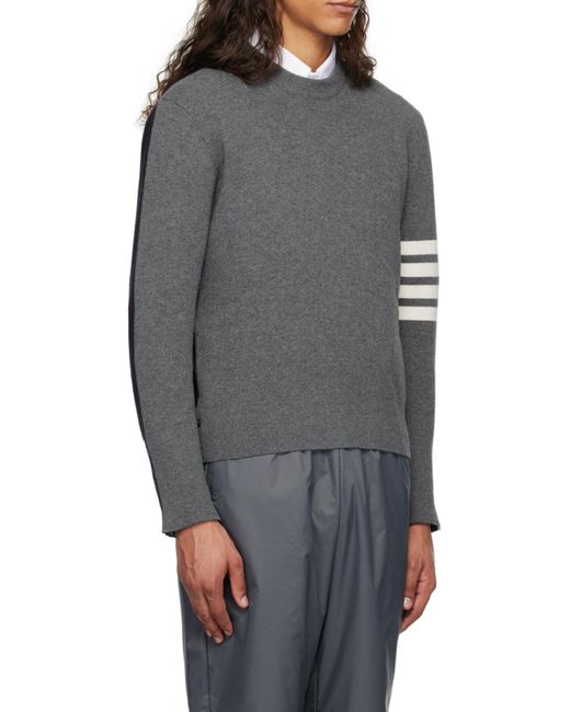 Thom Browne Gray 4-Bar Two-Toned Knitted Jumper for men