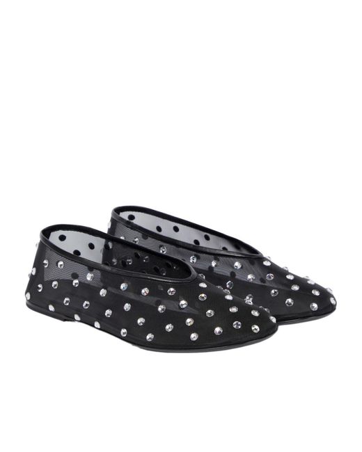 Khaite Black Marcy Crystal-Embellished Ballet Flats