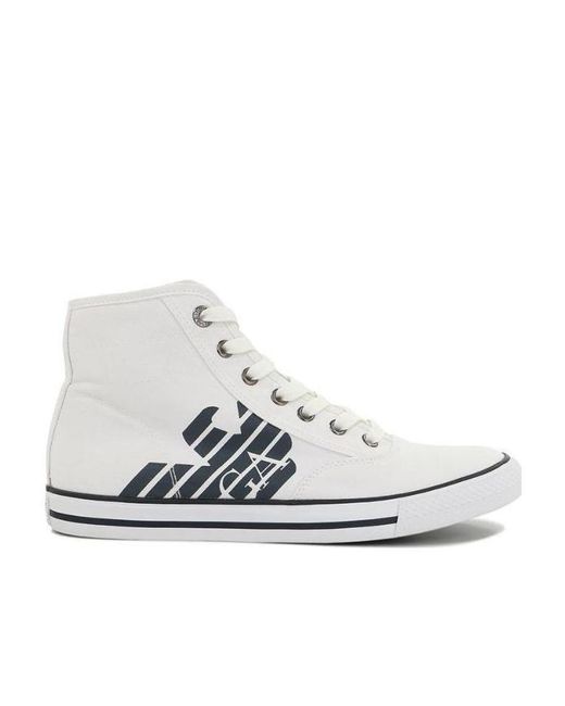 EA7 White Logo High-Top Casual Sneakers for men