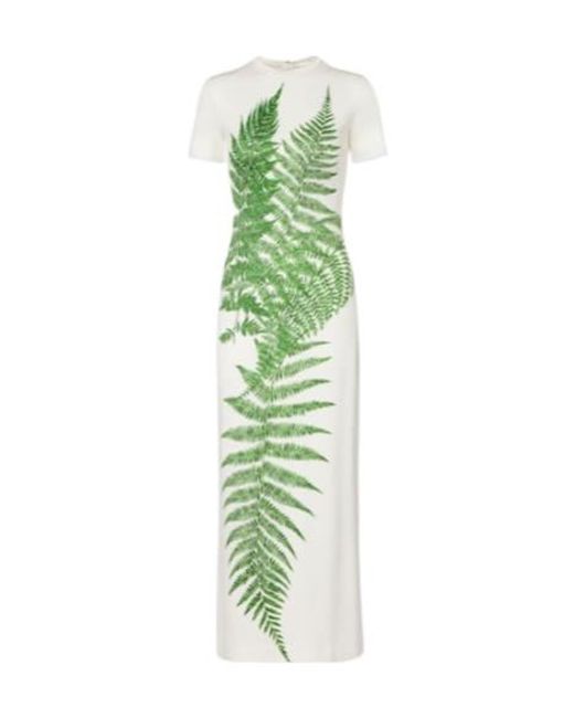 Oscar de la Renta Green Printed Jersey T-Shirt Dress
