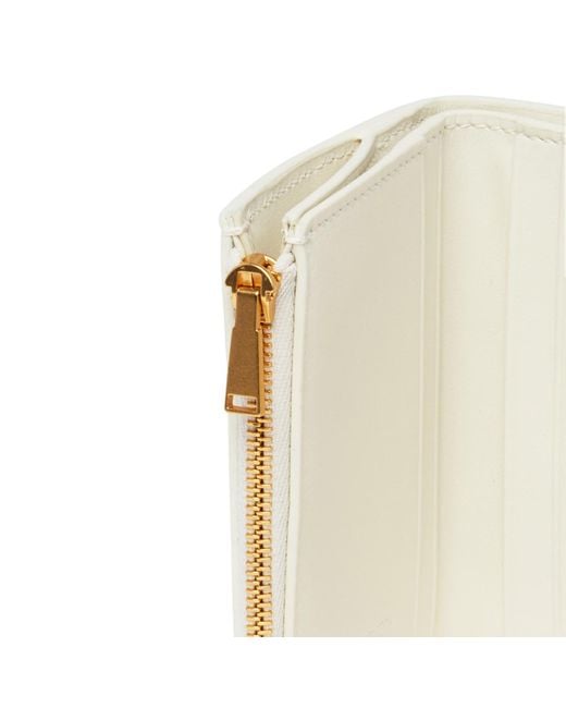 Bottega Veneta White Small Cassette Tri-Fold Zip Wallet