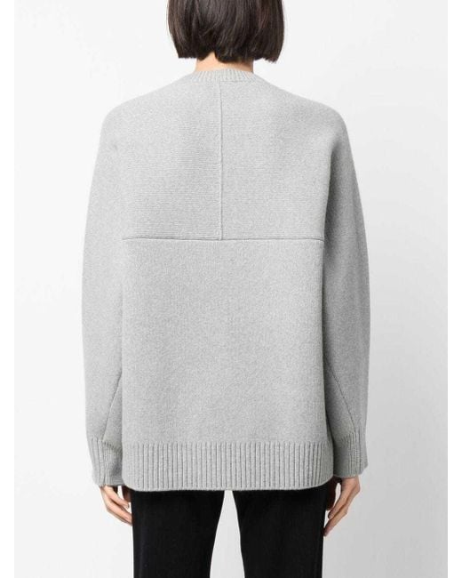 Lanvin Gray Round-Neck Cape-Back Jumper