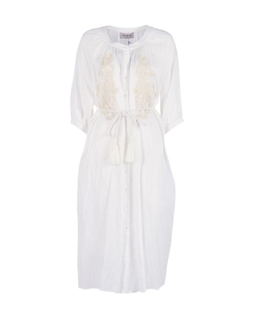Ermanno Scervino White Belted Midi Dress