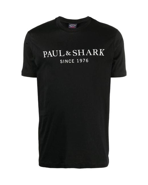 Paul & Shark Black Logo-Print Crew-Neck T-Shirt for men