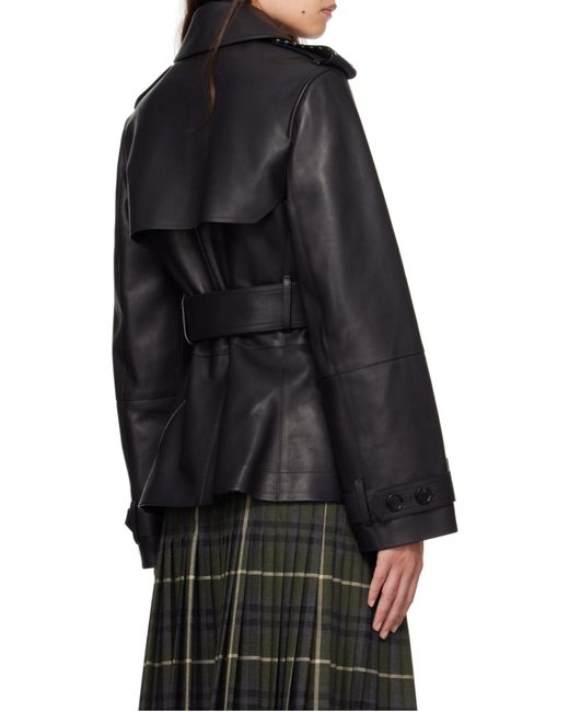 Burberry Black Belted Collared Trench Jacket