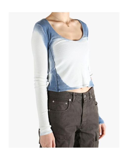 DIESEL Gray Long Sleeve Crewneck Top