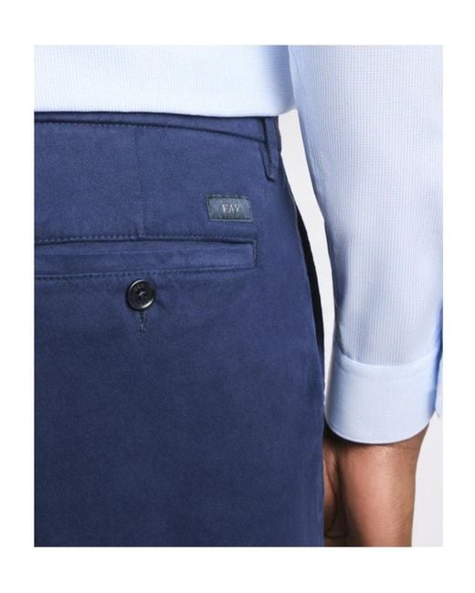 Fay Blue Slim Fit Trousers for men