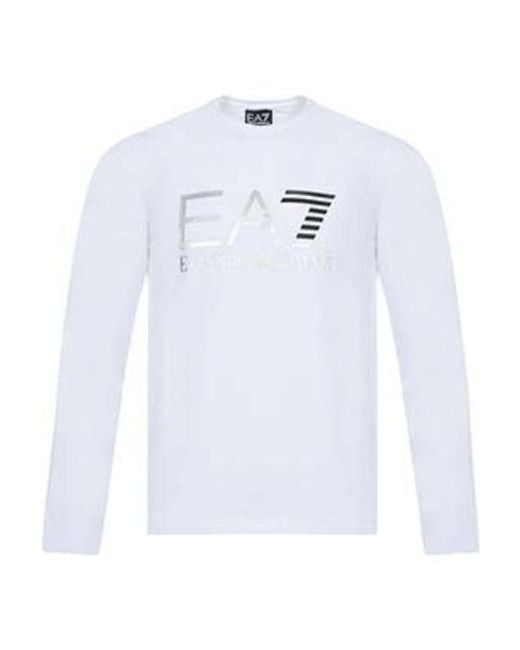 EA7 White Logo Printed T-Shirt for men