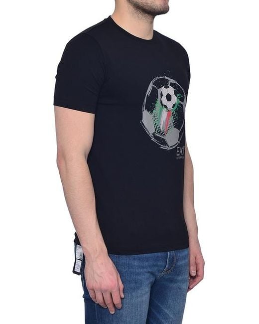 Emporio Armani Blue Logo T-Shirt With Round Neck for men