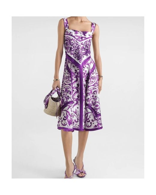 Dolce & Gabbana Purple Silk Dress