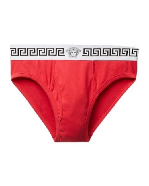 Versace Red Ribbed Jersey Briefs for men