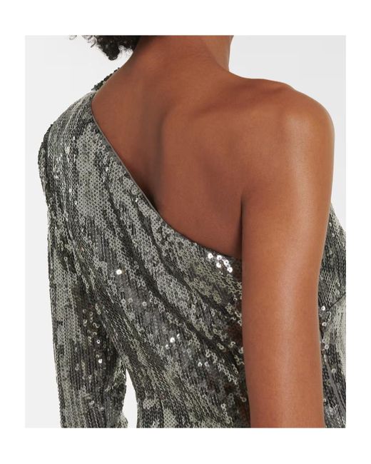 Roland Mouret Gray Floral-Appliqué Sequined Gown