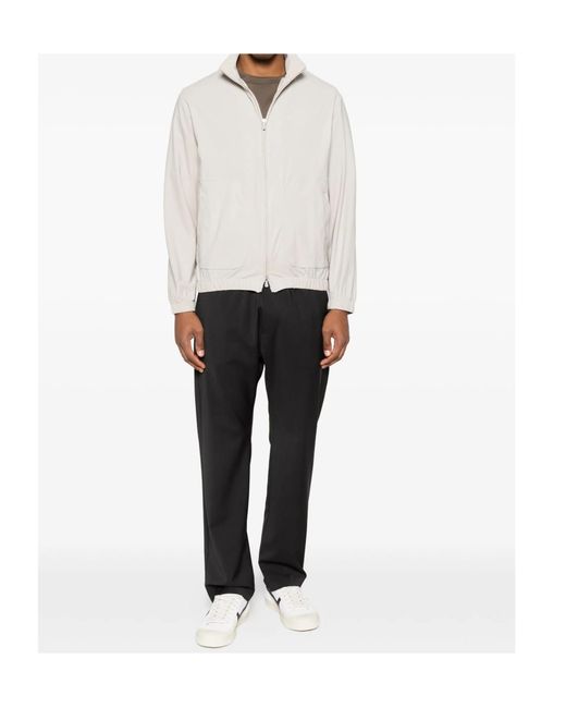 Eleventy White Zip-Up Stand-Collar Jacket for men