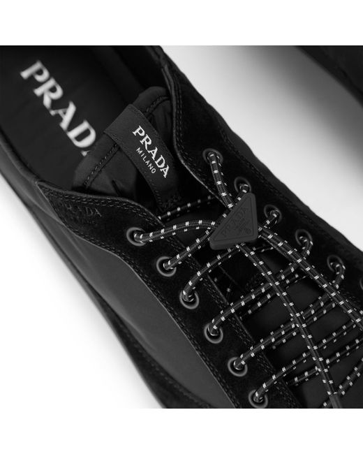Prada Black Solid Color Low Top Trainers for men