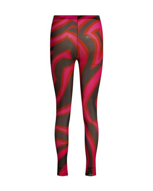 Emilio Pucci Red Marmo Legging Sheer Pattern Stretch Pants