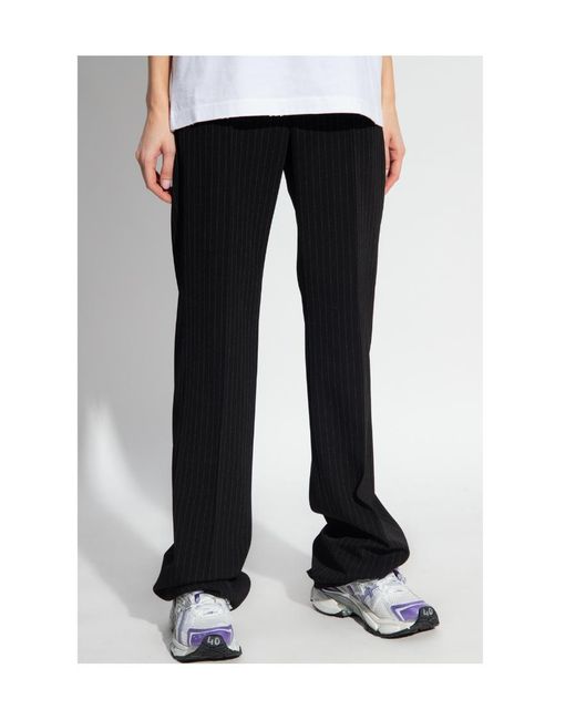 Balenciaga Black Pinstriped Pleat Front Trousers