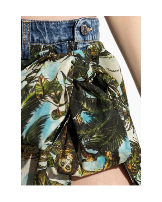 DSquared² Green Monkey Business Long Denim Skirt