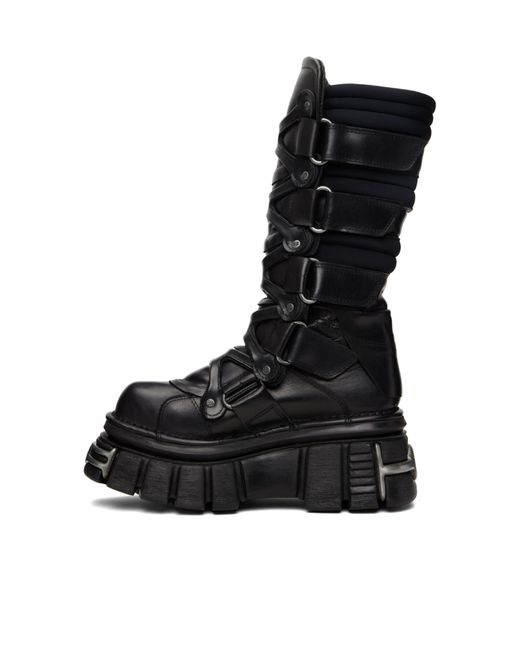 Vetements Black X New Rock Collaboration Tower Mid-Calf Boots for men