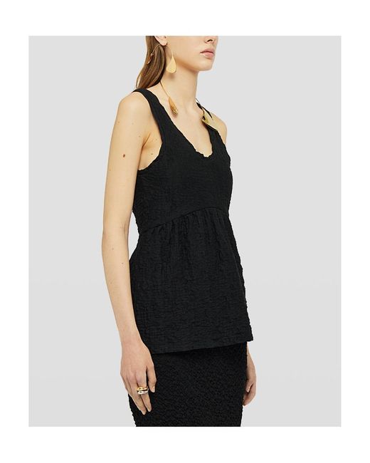 Jil Sander Black Sleeveless U-Neck Top