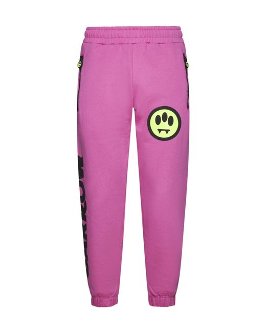 Barrow Pink Logo-Print Cotton Track Pants for men