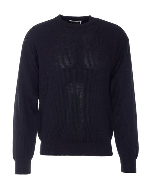 Auralee Blue Long-Sleeve Knit Top for men