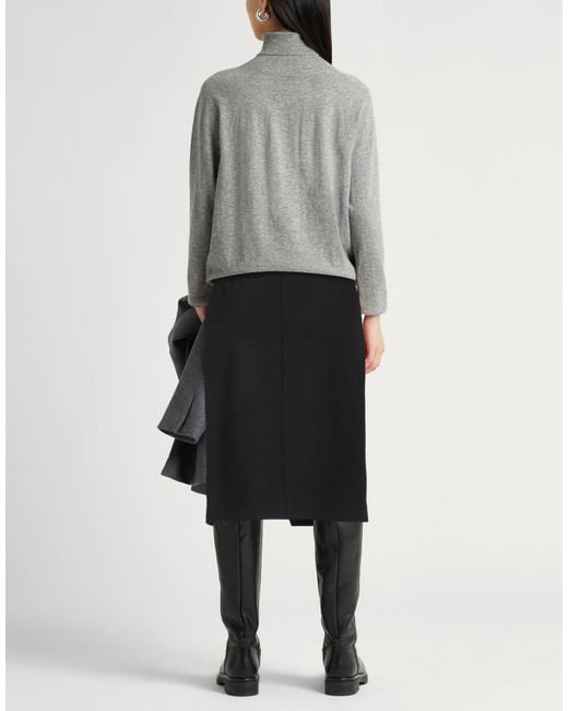 Max Mara Black Solid Color Elastic Waist Midi Skirt